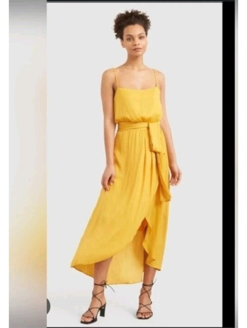 Modern Citizen Mila Layered Tank Dress Womens Marigold Sleeveless Yellow Large